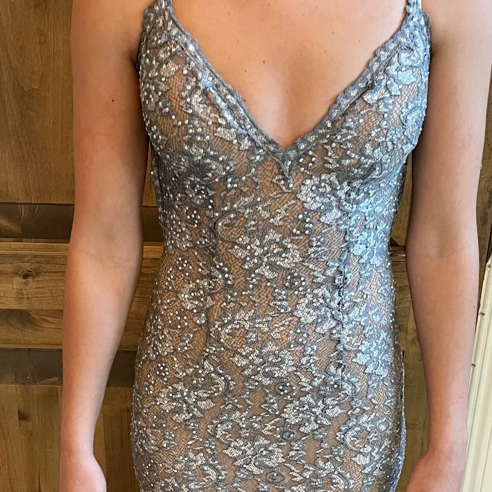 Beautiful jovani silver dress